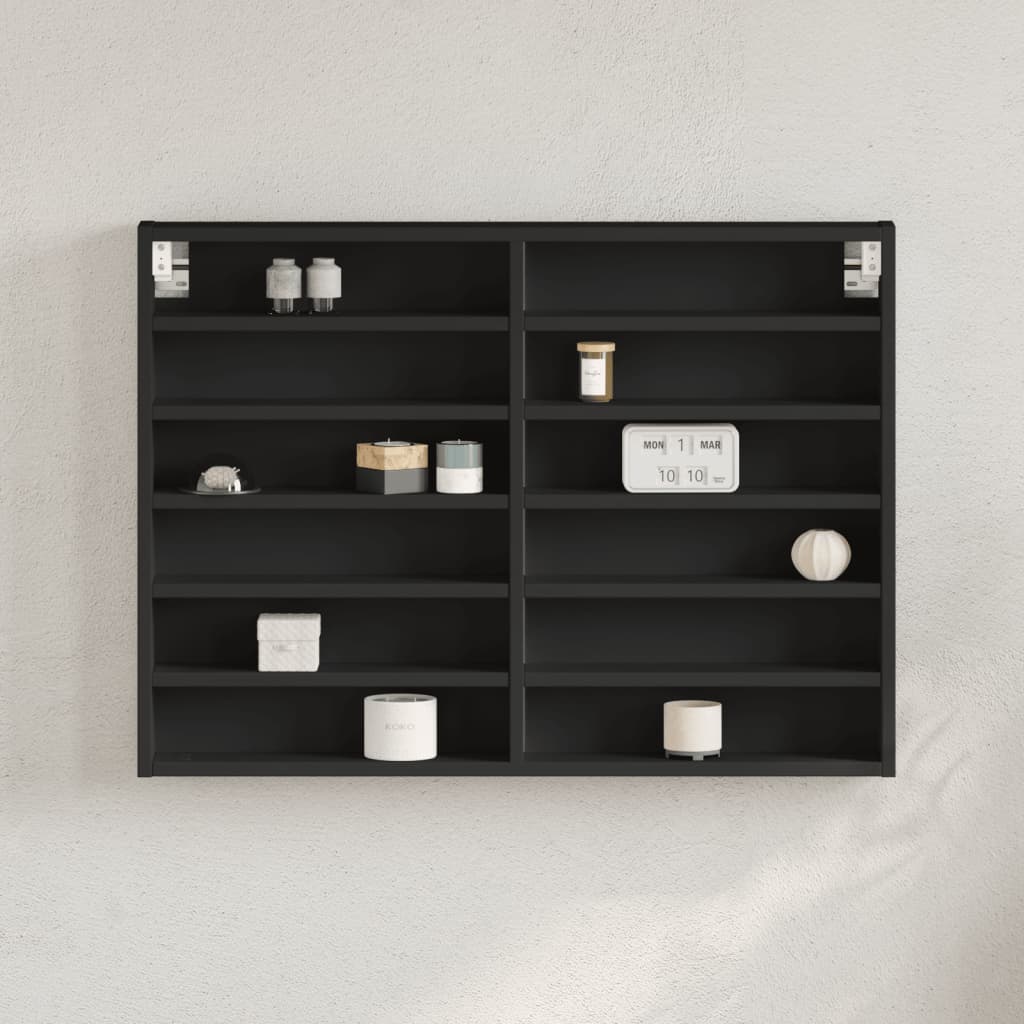 Vitrinekast 80x8,5x58 cm bewerkt hout zwart - AllerleiShop