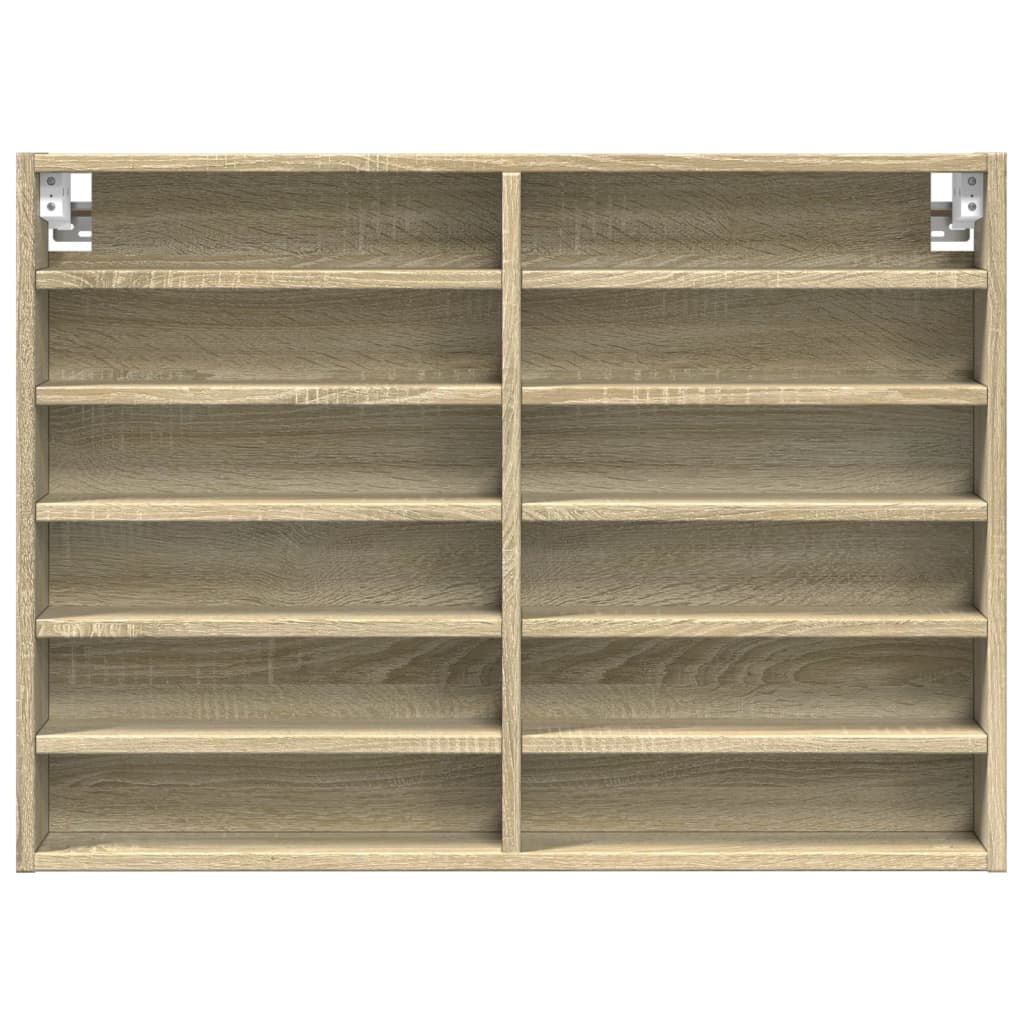 Vitrinekast 80x8,5x58 cm bewerkt hout sonoma eikenkleurig - AllerleiShop