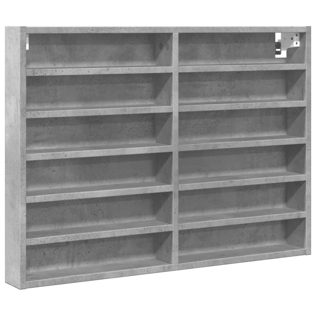 Vitrinekast 80x8,5x58 cm bewerkt hout betongrijs - AllerleiShop