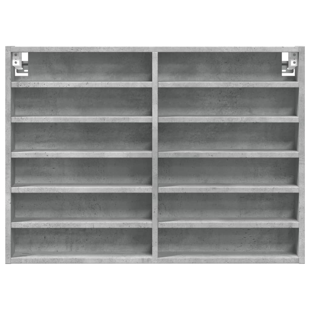 Vitrinekast 80x8,5x58 cm bewerkt hout betongrijs - AllerleiShop