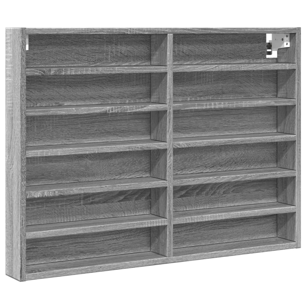 Vitrinekast 80x8,5x58 cm bewerkt hout grijs sonoma eikenkleur - AllerleiShop