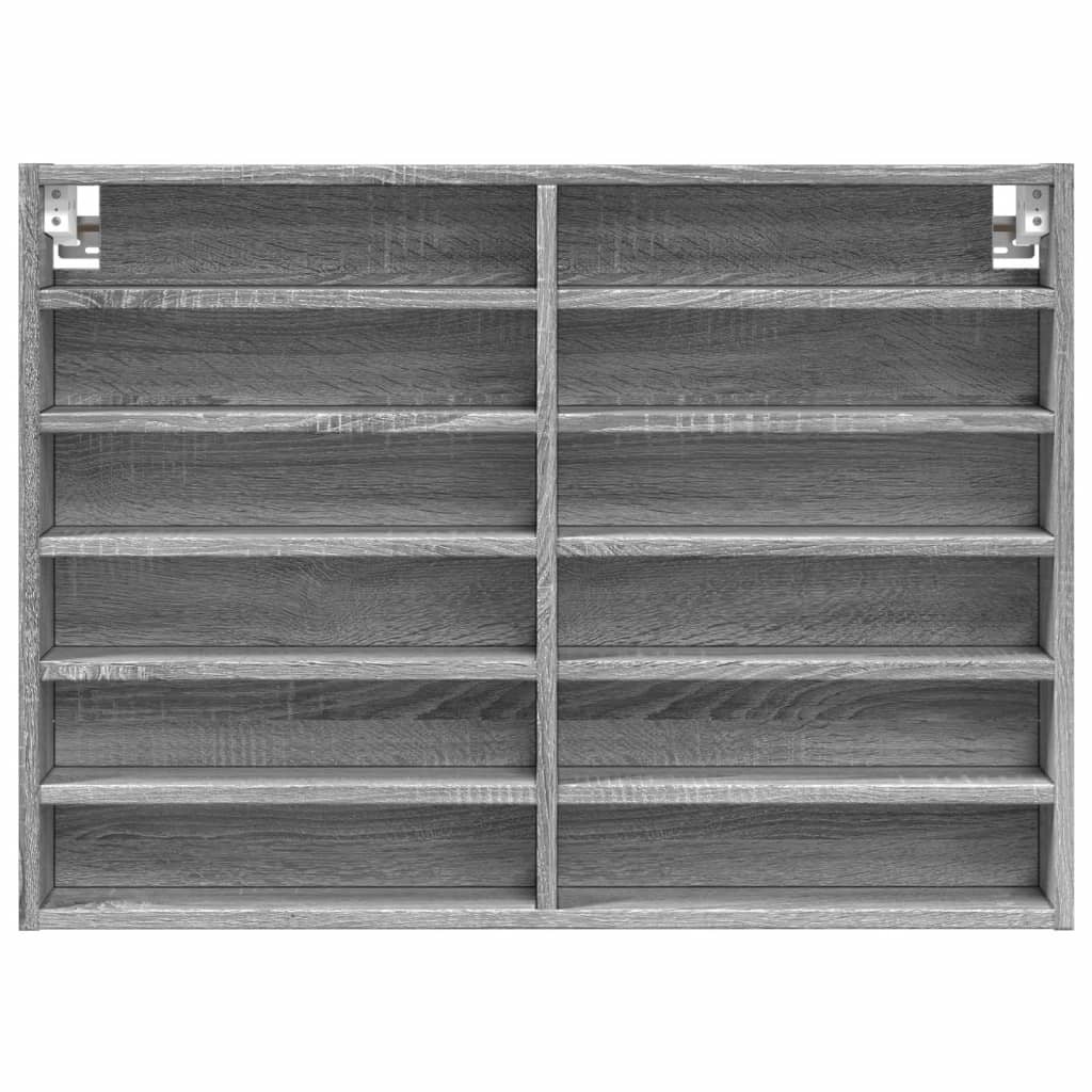 Vitrinekast 80x8,5x58 cm bewerkt hout grijs sonoma eikenkleur - AllerleiShop