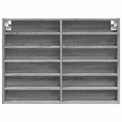 Vitrinekast 80x8,5x58 cm bewerkt hout grijs sonoma eikenkleur - AllerleiShop