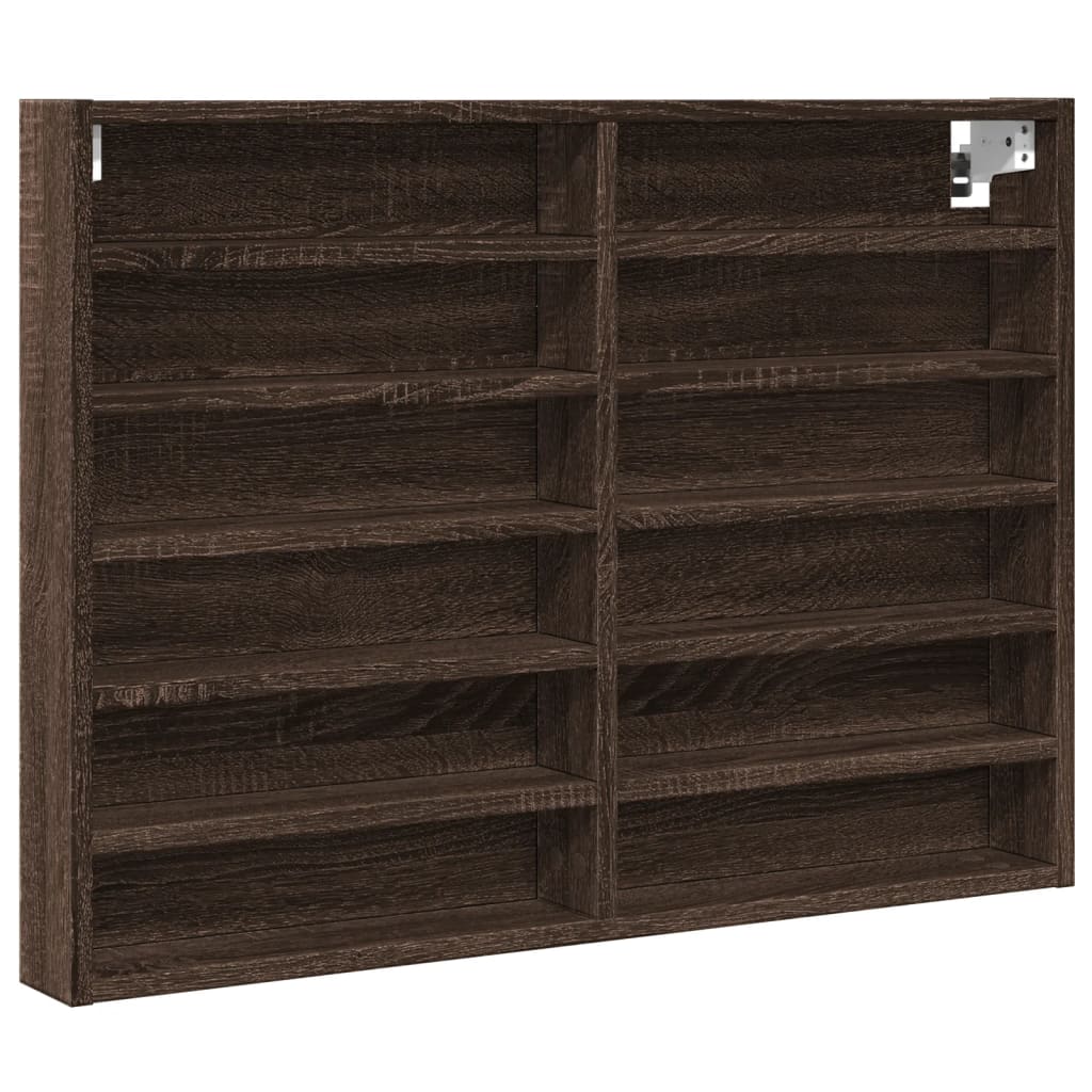 Vitrinekast 80x8,5x58 cm bewerkt hout bruin eikenkleurig - AllerleiShop