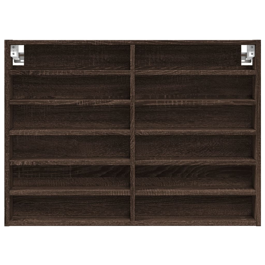 Vitrinekast 80x8,5x58 cm bewerkt hout bruin eikenkleurig - AllerleiShop