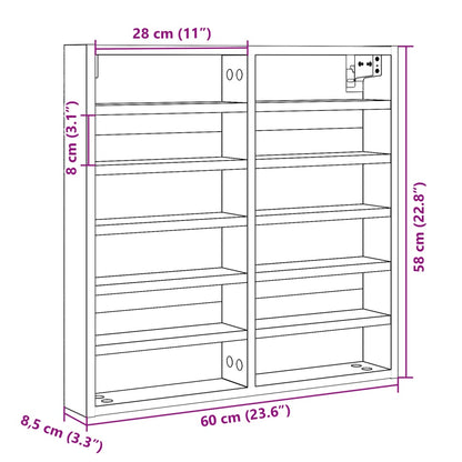 Vitrinekast 60x8,5x58 cm bewerkt hout wit - AllerleiShop