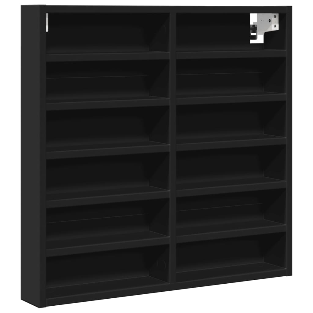 Vitrinekast 60x8,5x58 cm bewerkt hout zwart - AllerleiShop