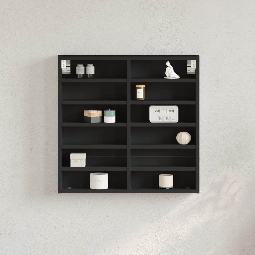 Vitrinekast 60x8,5x58 cm bewerkt hout zwart - AllerleiShop