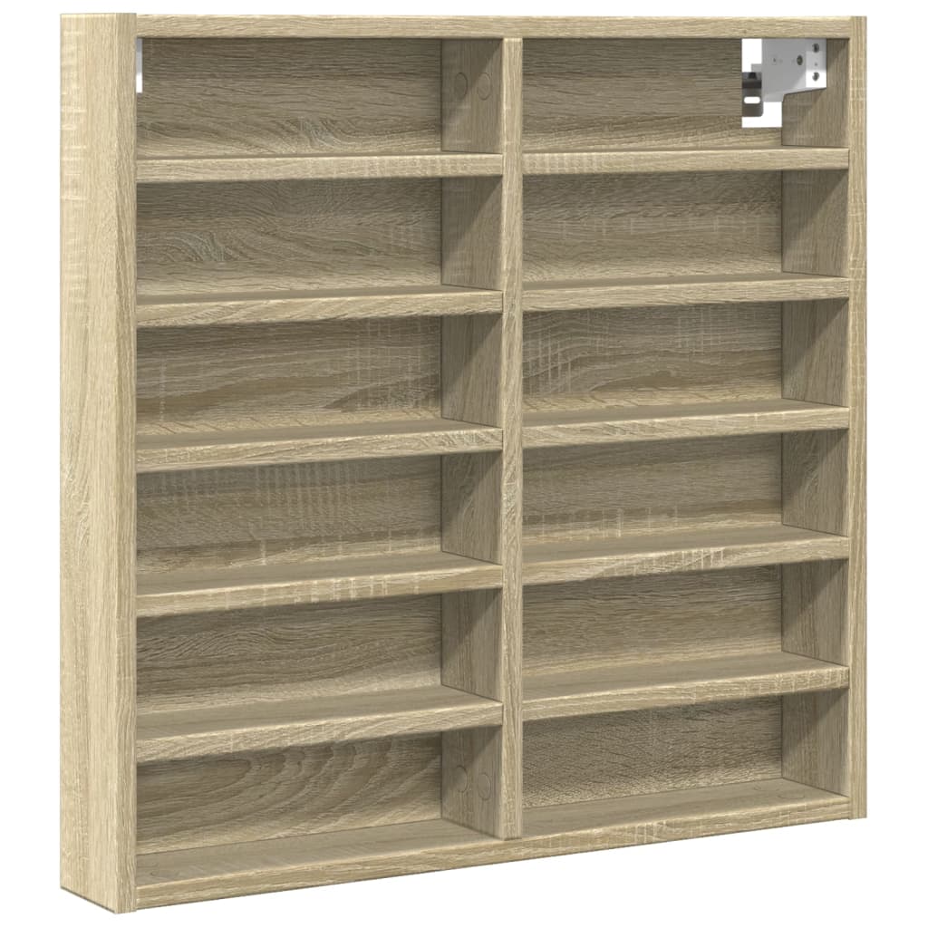 Vitrinekast 60x8,5x58 cm bewerkt hout sonoma eikenkleurig - AllerleiShop