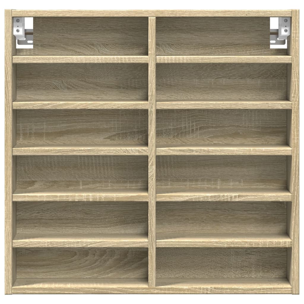 Vitrinekast 60x8,5x58 cm bewerkt hout sonoma eikenkleurig - AllerleiShop