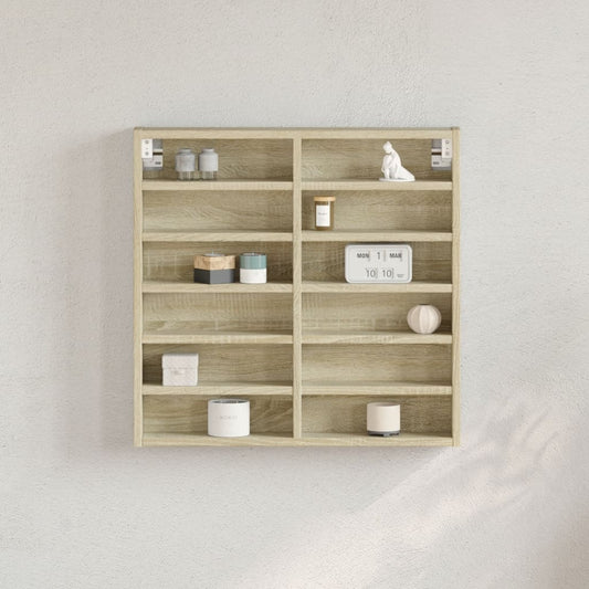 Vitrinekast 60x8,5x58 cm bewerkt hout sonoma eikenkleurig - AllerleiShop