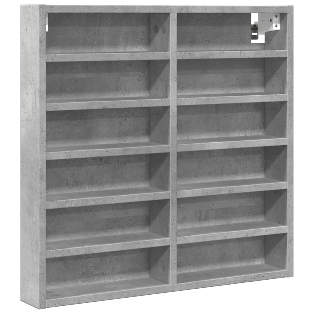 Vitrinekast 60x8,5x58 cm bewerkt hout betongrijs - AllerleiShop