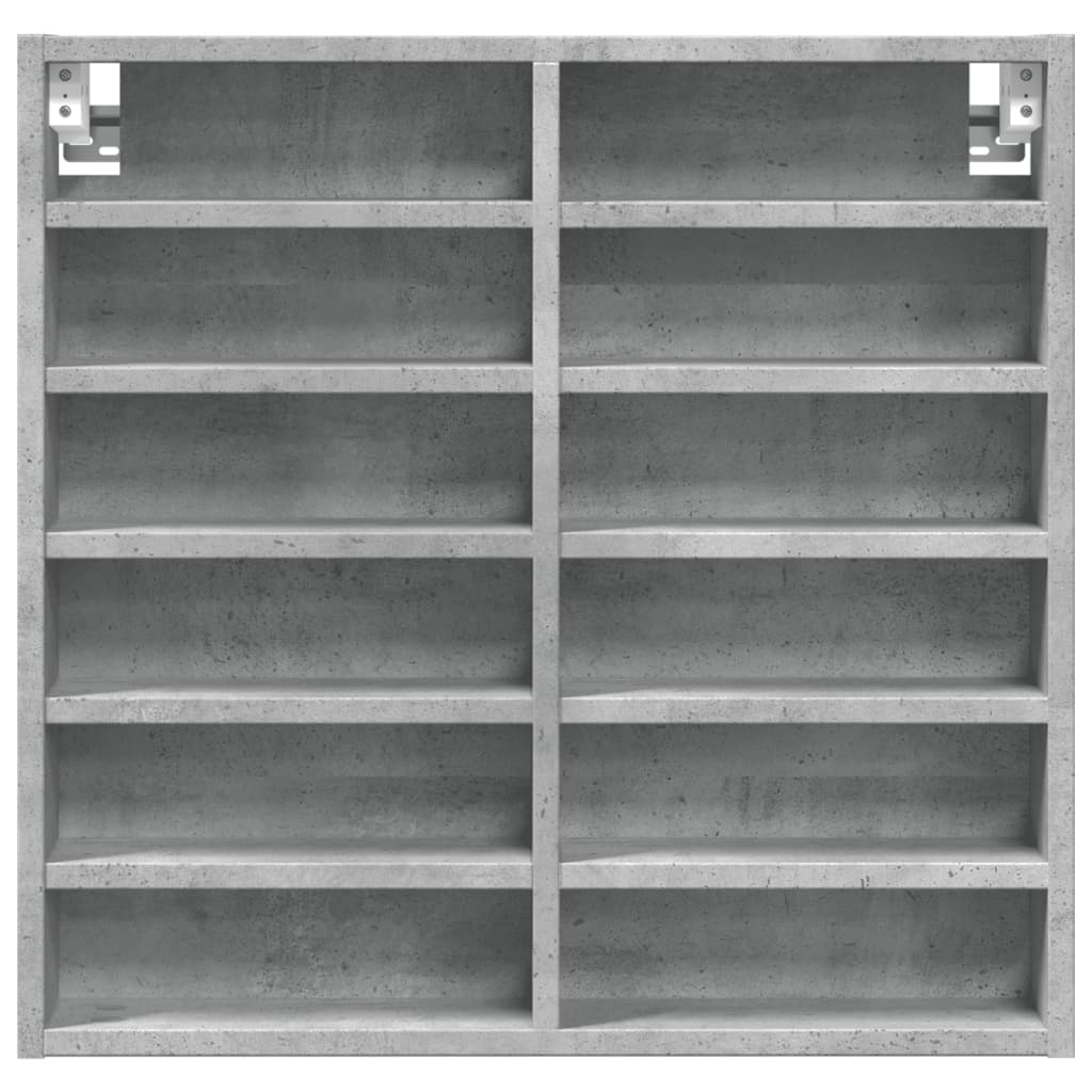 Vitrinekast 60x8,5x58 cm bewerkt hout betongrijs - AllerleiShop