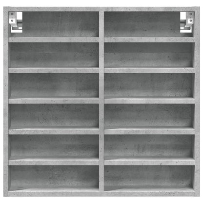 Vitrinekast 60x8,5x58 cm bewerkt hout betongrijs - AllerleiShop