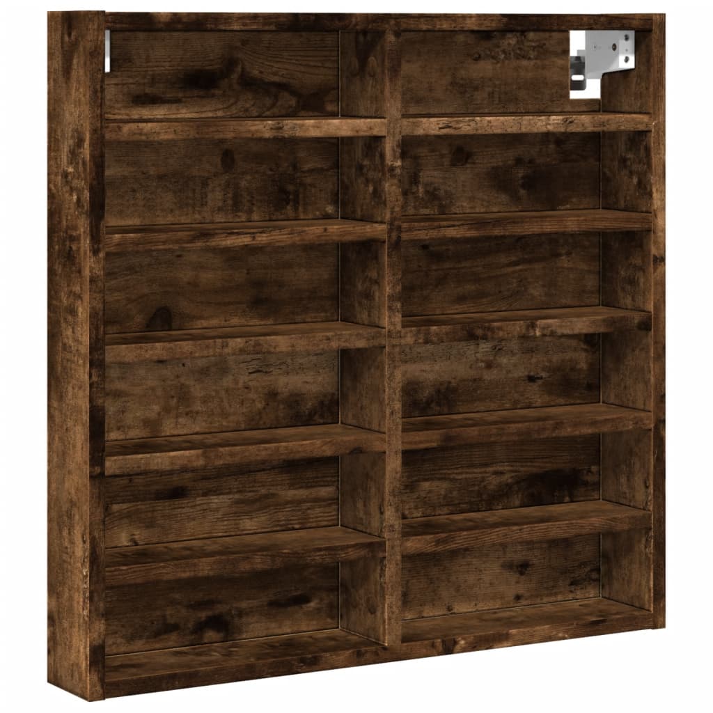 Vitrinekast 60x8,5x58 cm bewerkt hout gerookt eikenkleurig - AllerleiShop