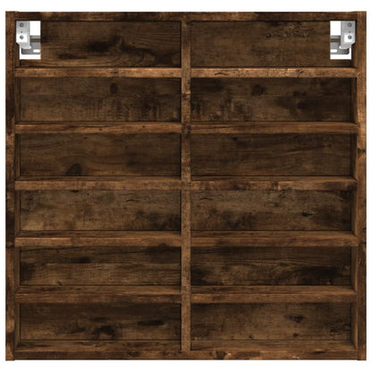 Vitrinekast 60x8,5x58 cm bewerkt hout gerookt eikenkleurig - AllerleiShop