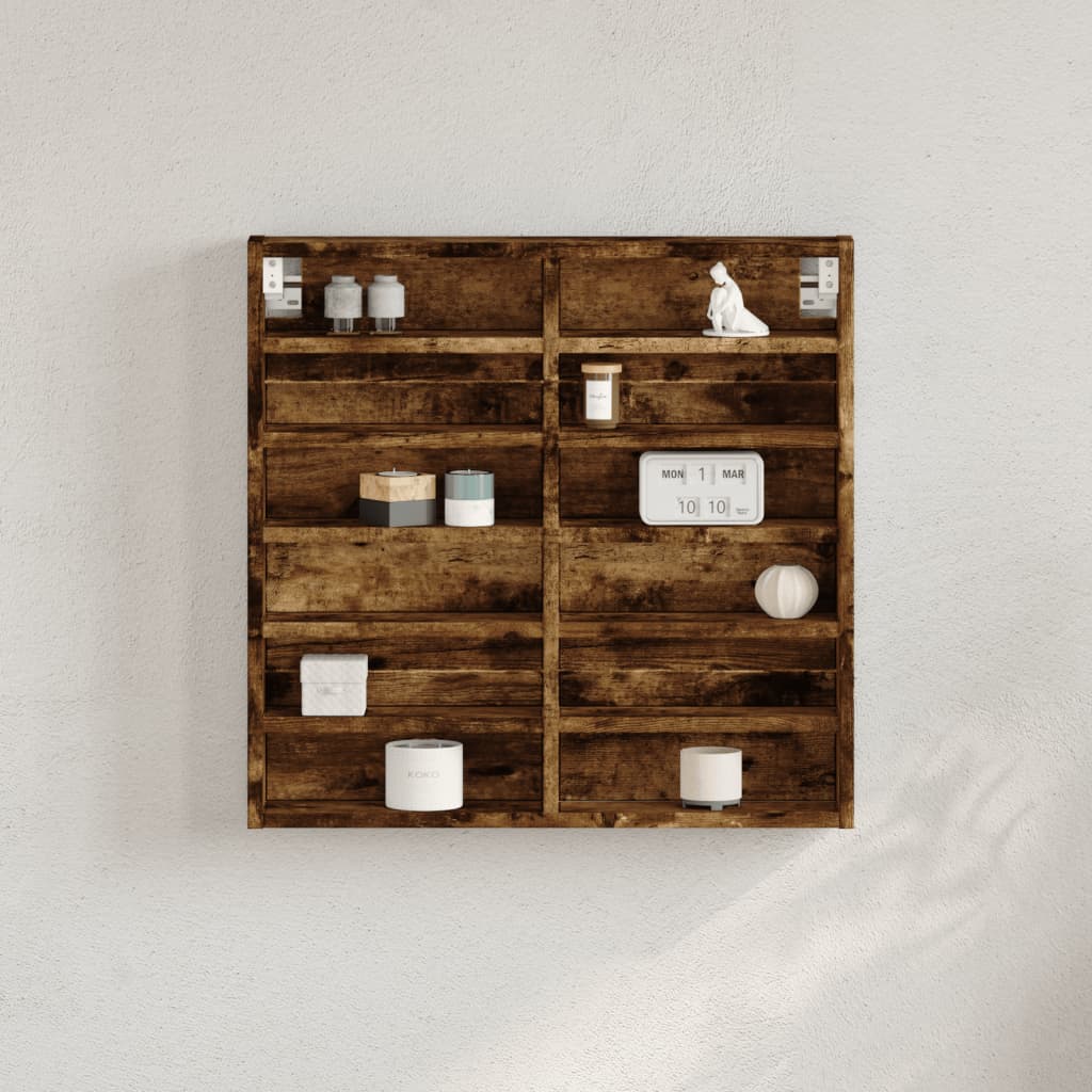 Vitrinekast 60x8,5x58 cm bewerkt hout gerookt eikenkleurig - AllerleiShop