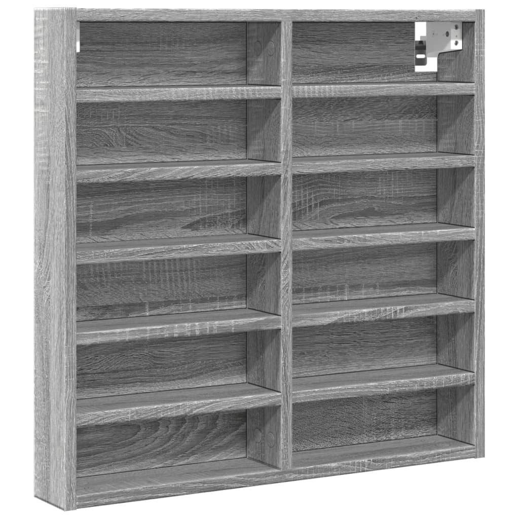 Vitrinekast 60x8,5x58 cm bewerkt hout grijs sonoma eikenkleur - AllerleiShop