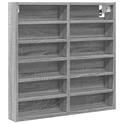 Vitrinekast 60x8,5x58 cm bewerkt hout grijs sonoma eikenkleur - AllerleiShop