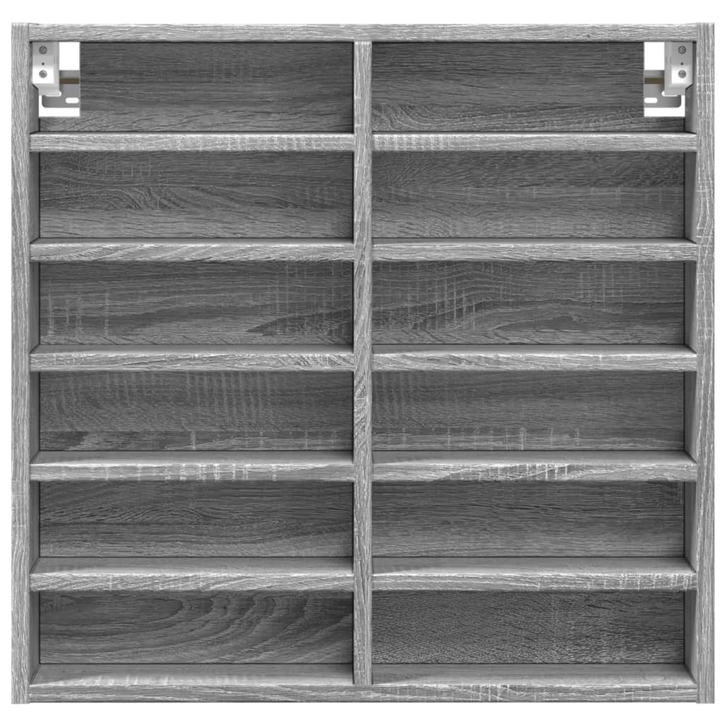 Vitrinekast 60x8,5x58 cm bewerkt hout grijs sonoma eikenkleur - AllerleiShop