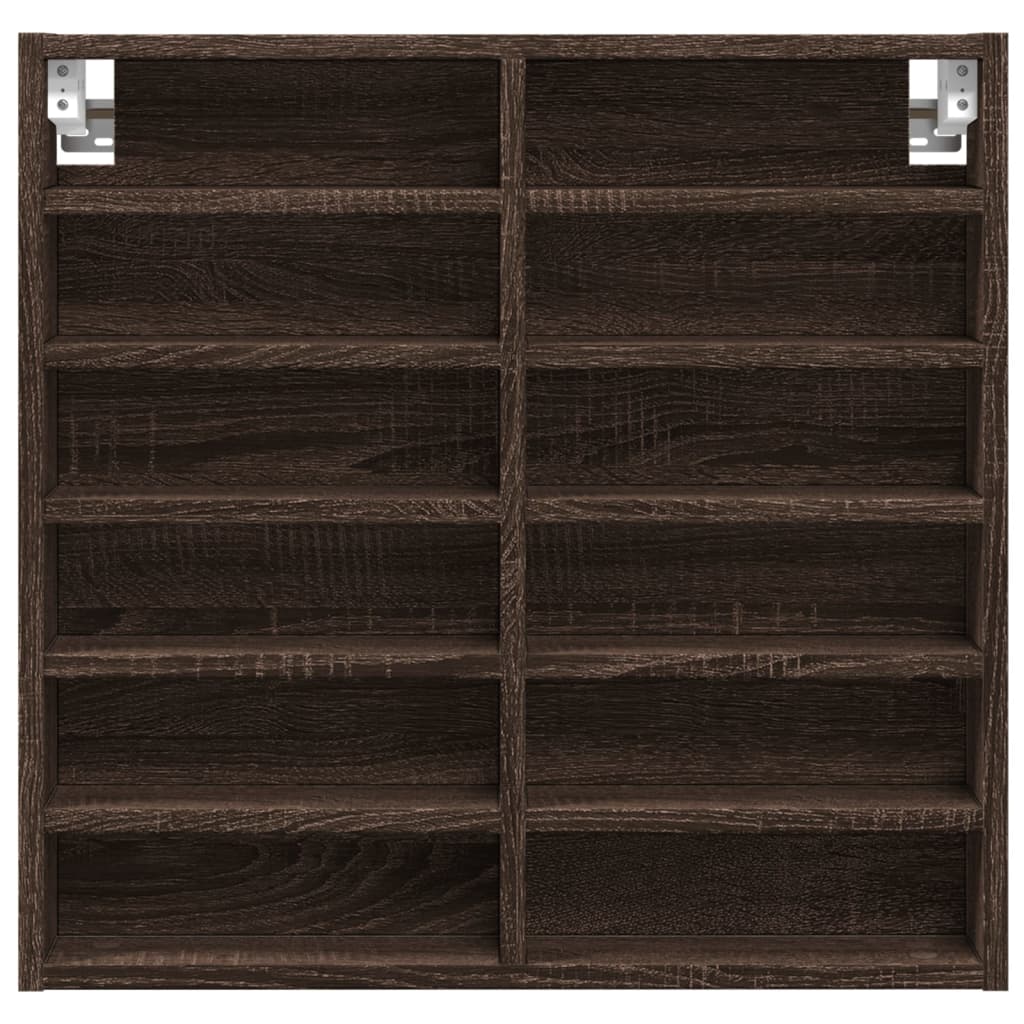 Vitrinekast 60x8,5x58 cm bewerkt hout bruin eikenkleurig - AllerleiShop