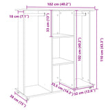 Kledingkast met wielen 102x38x110 cm bewerkt hout wit - AllerleiShop