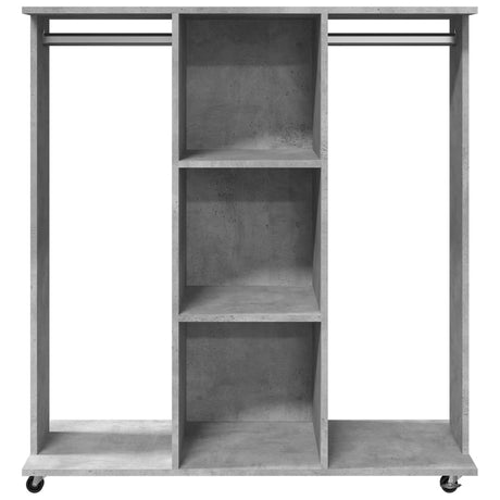 Kledingkast met wielen 102x38x110 cm bewerkt hout betongrijs - AllerleiShop