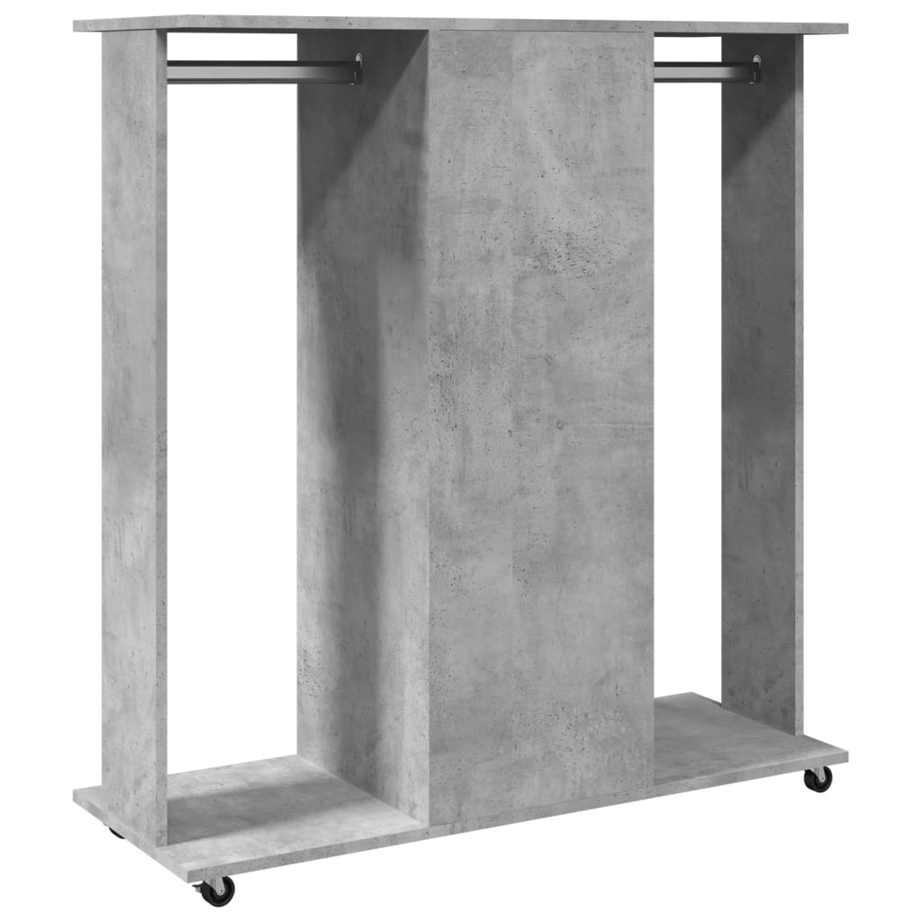 Kledingkast met wielen 102x38x110 cm bewerkt hout betongrijs - AllerleiShop