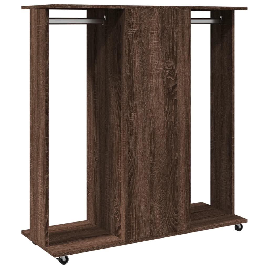 Kledingkast met wielen 102x38x110 cm bewerkt hout bruin eiken - AllerleiShop