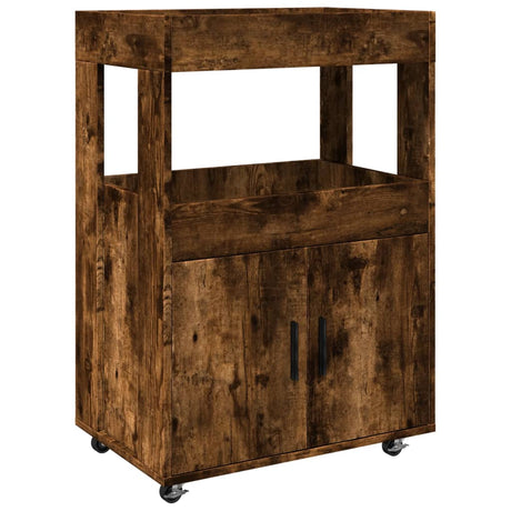 Drankkar 60x39,5x89 cm bewerkt hout gerookt eikenkleurig - AllerleiShop