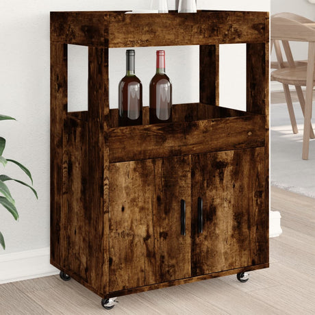 Drankkar 60x39,5x89 cm bewerkt hout gerookt eikenkleurig - AllerleiShop