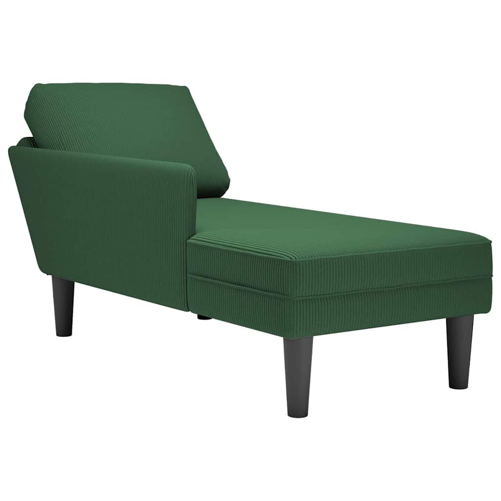 Chaise longue met kussen corduroy stof jungle groen