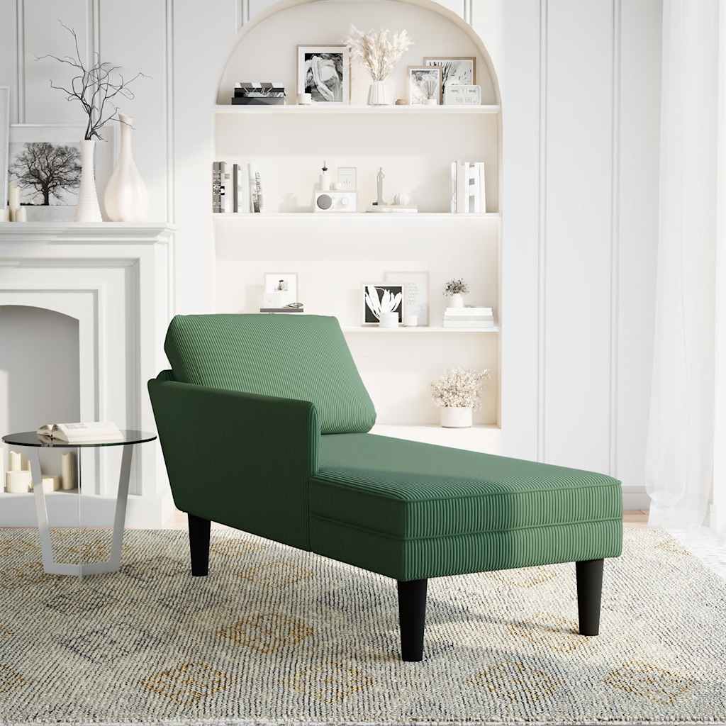Chaise longue met kussen corduroy stof jungle groen