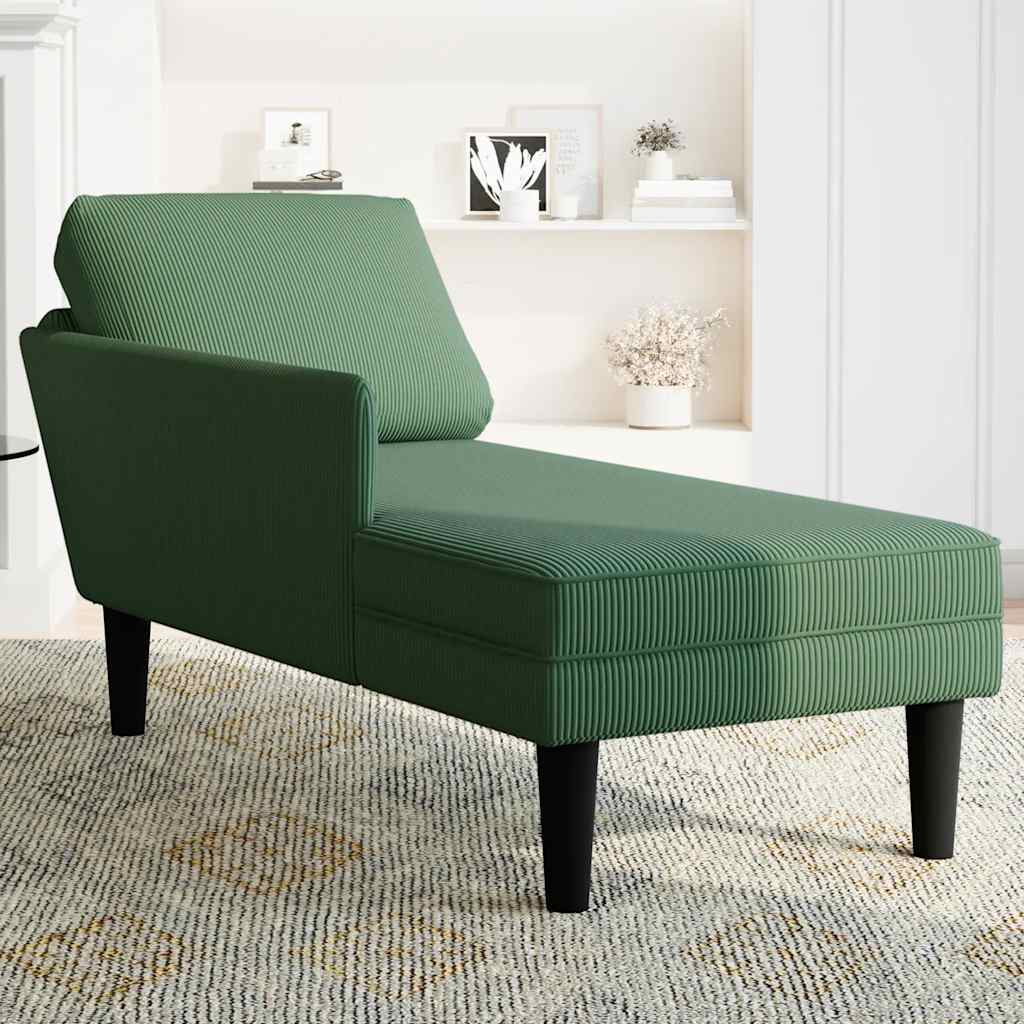 Chaise longue met kussen corduroy stof jungle groen