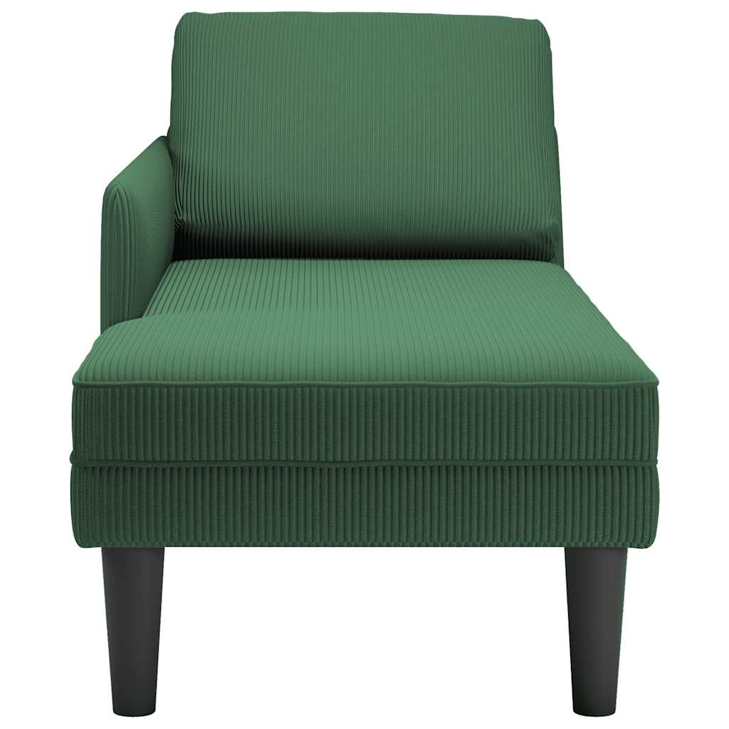 Chaise longue met kussen corduroy stof jungle groen