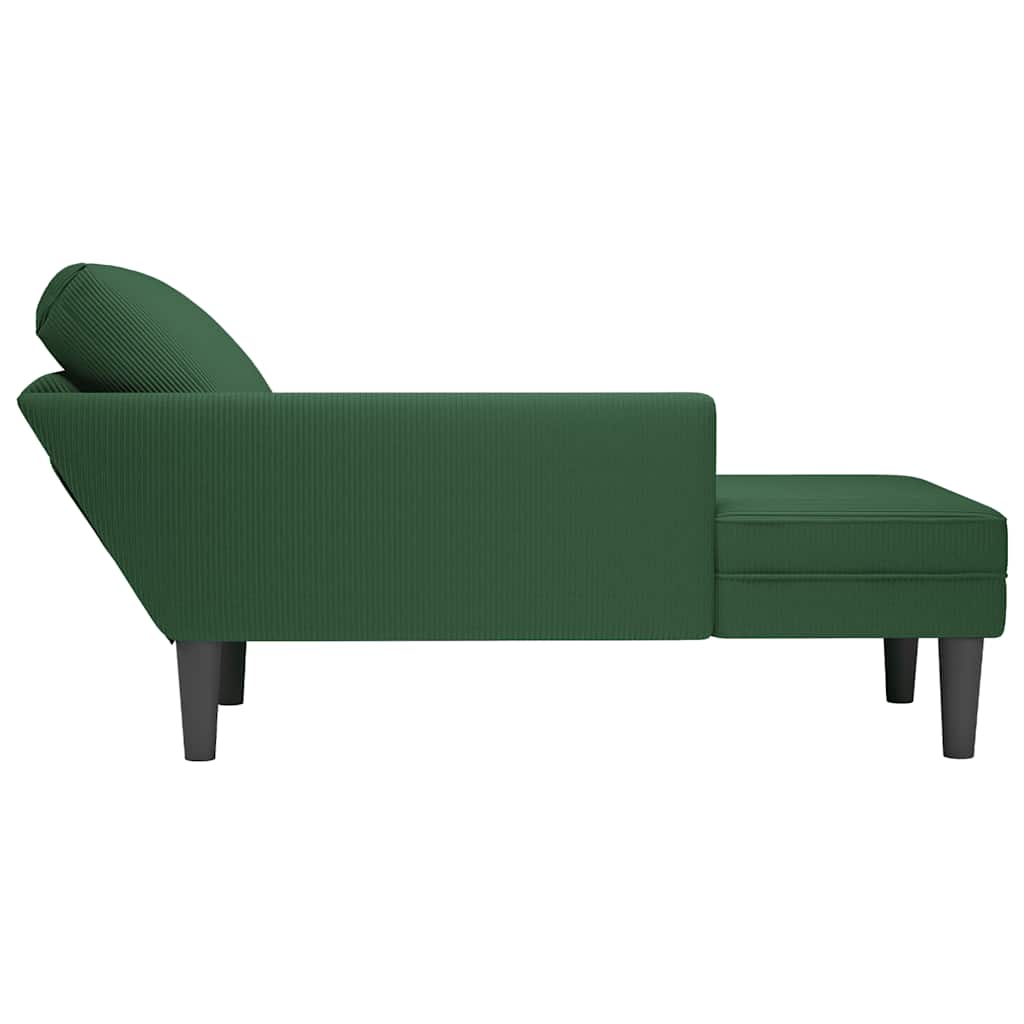 Chaise longue met kussen corduroy stof jungle groen