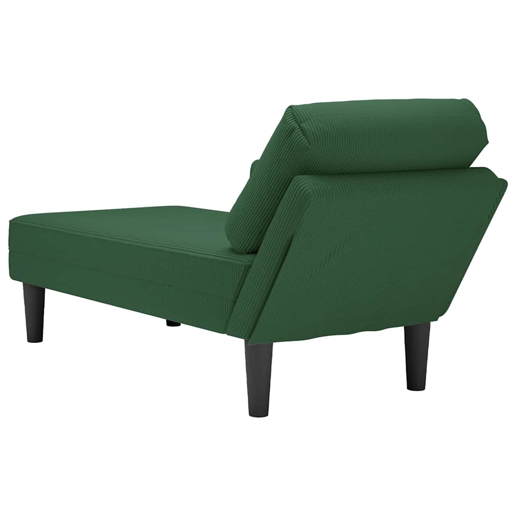 Chaise longue met kussen corduroy stof jungle groen