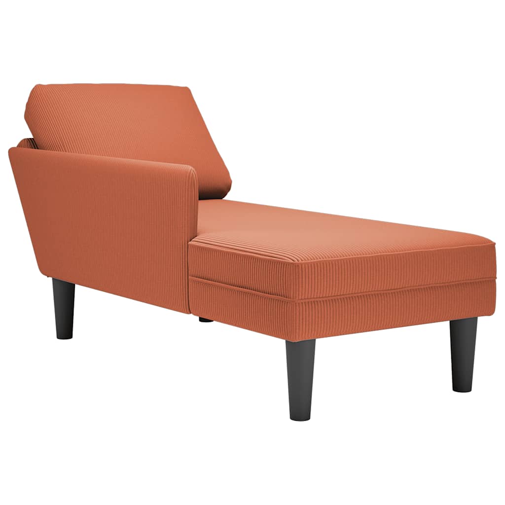 Chaise longue met kussen corduroy stof rood oranje