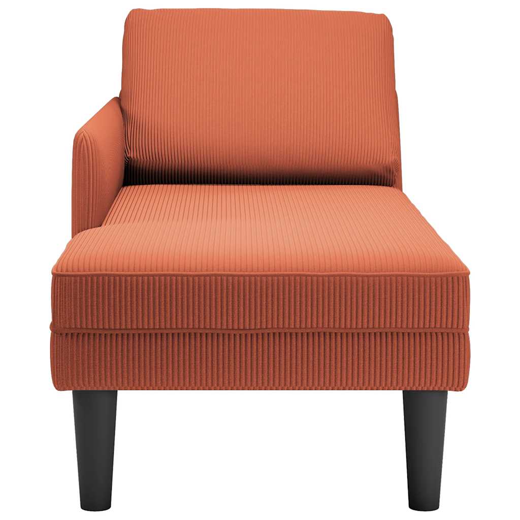 Chaise longue met kussen corduroy stof rood oranje