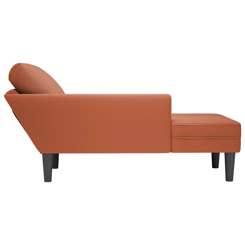 Chaise longue met kussen corduroy stof rood oranje