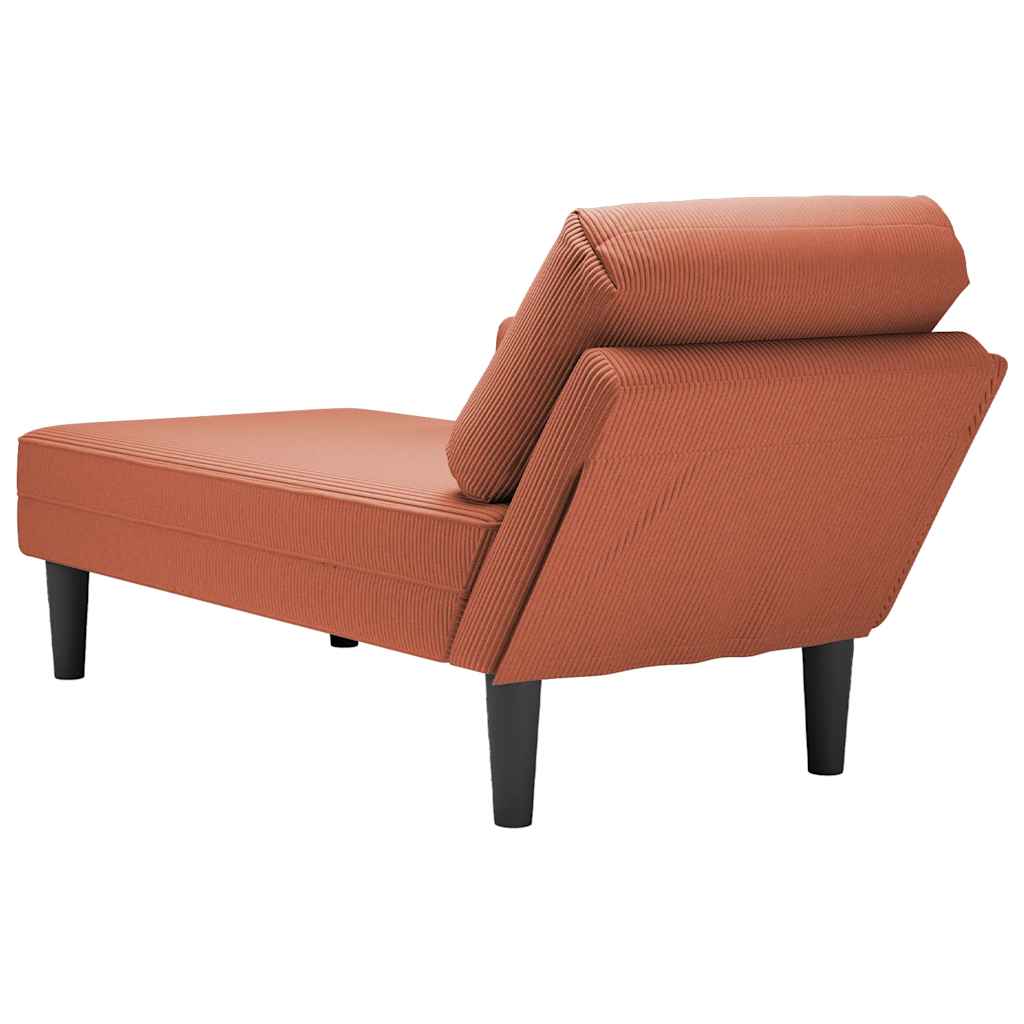 Chaise longue met kussen corduroy stof rood oranje