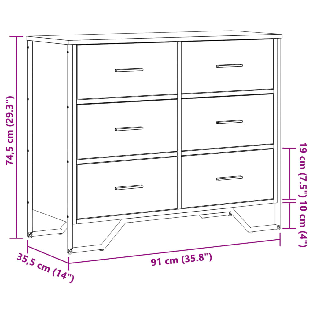 Ladekast 91x35,5x74,5 cm bewerkt hout zwart - AllerleiShop