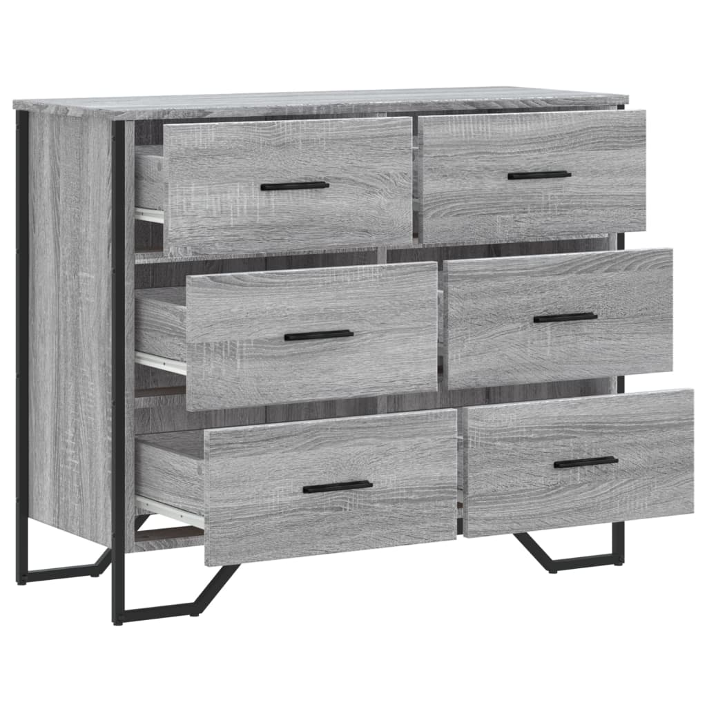 Ladekast 91x35,5x74,5 cm bewerkt hout grijs sonoma eikenkleurig - AllerleiShop