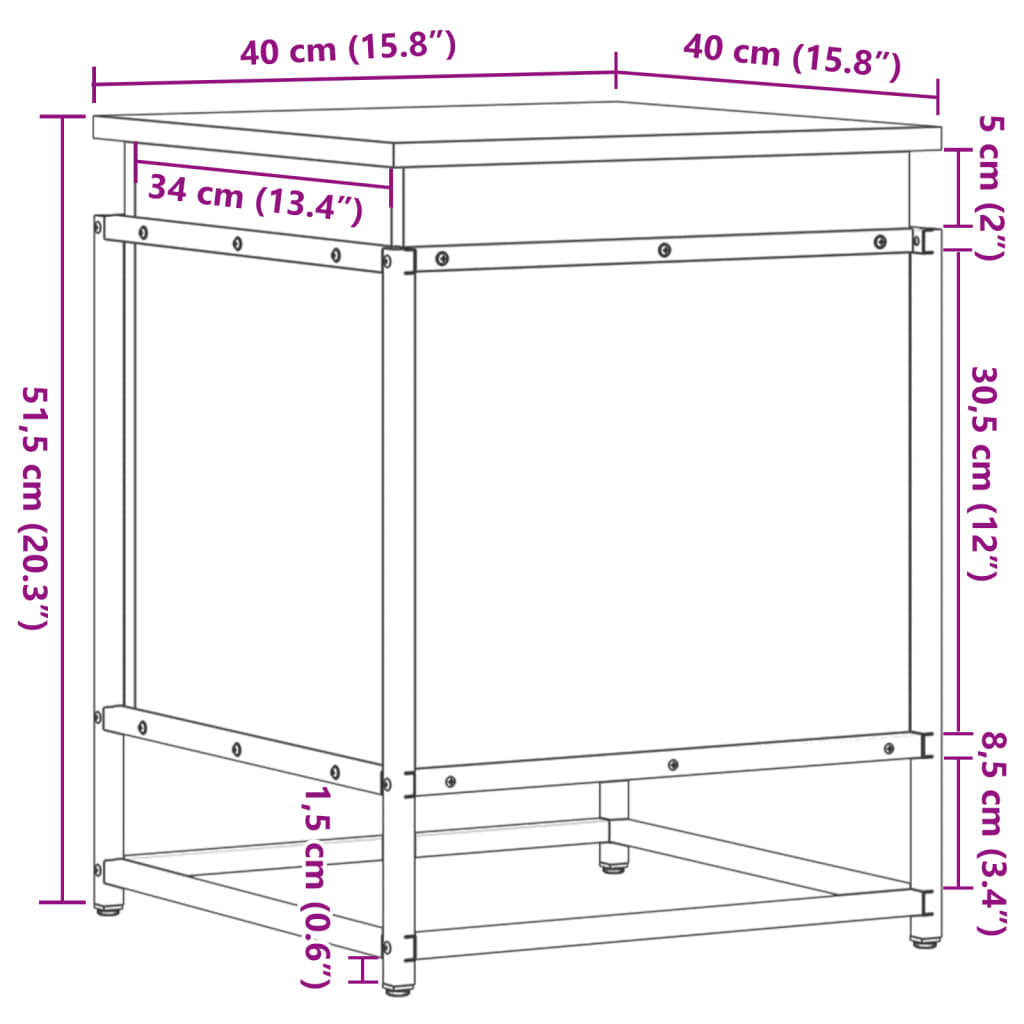 Opbergbox met deksel 40x40x51,5 cm bewerkt hout zwart - AllerleiShop