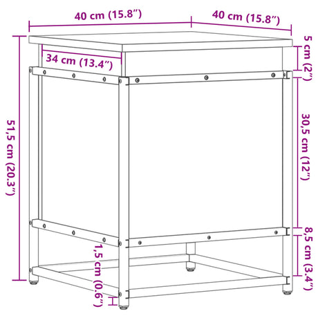 Opbergbox met deksel 40x40x51,5 cm bewerkt hout sonoma eiken - AllerleiShop