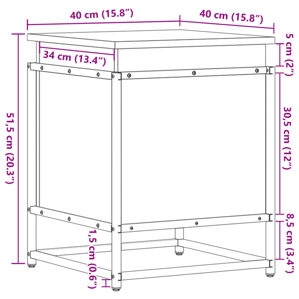 Opbergbox met deksel 40x40x51,5 cm bewerkt hout grijs sonoma - AllerleiShop