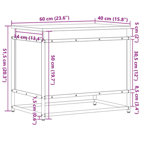 Opbergbox met deksel 60x40x51,5 cm bewerkt hout zwart - AllerleiShop