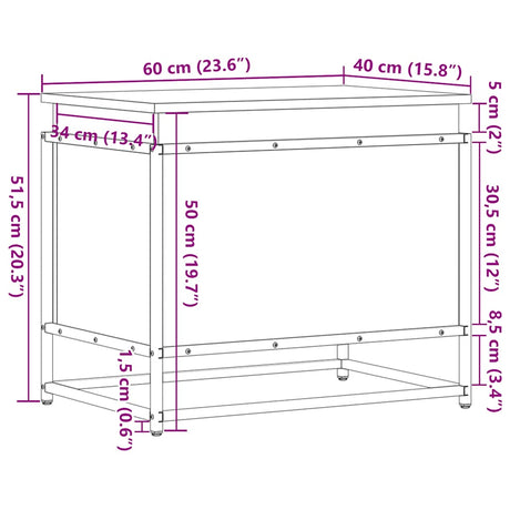 Opbergbox met deksel 60x40x51,5 cm bewerkt hout sonoma eiken - AllerleiShop