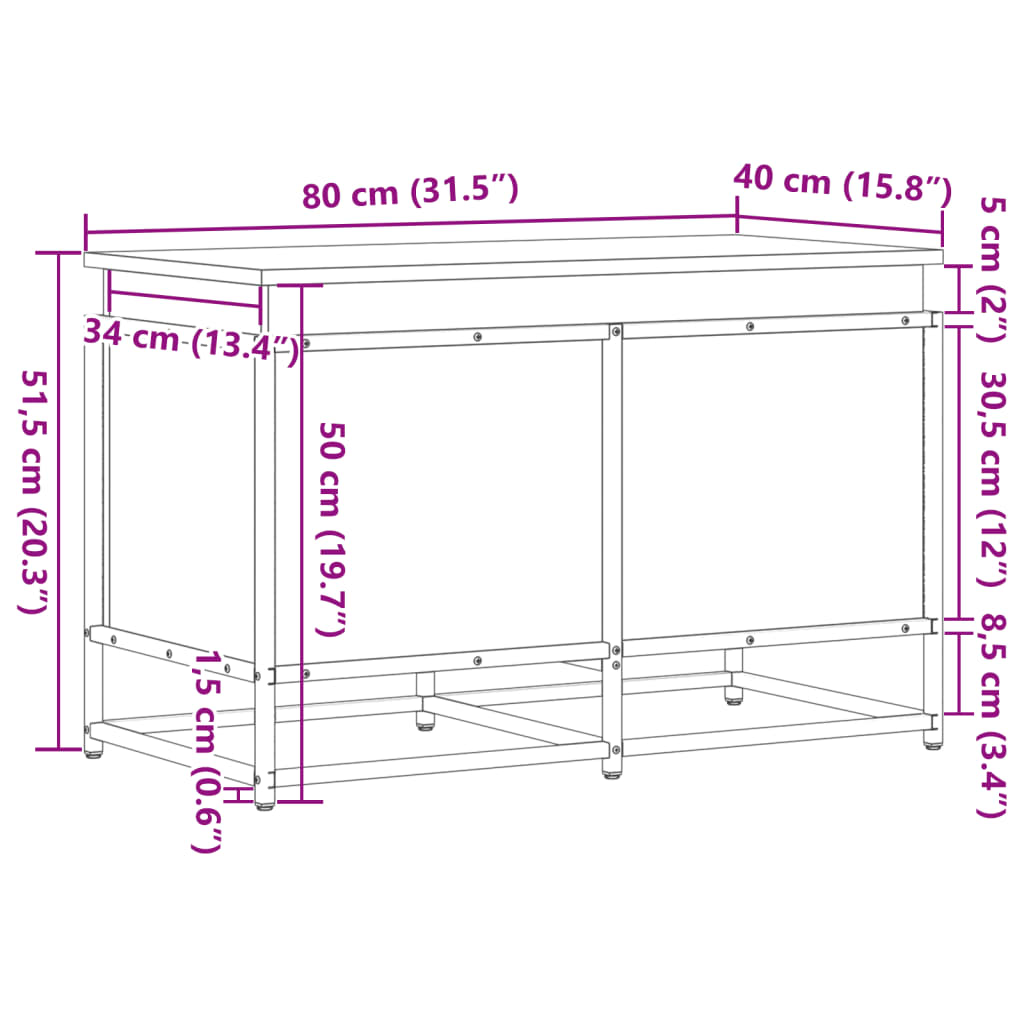 Opbergbox met deksel 80x40x51,5 cm bewerkt hout zwart - AllerleiShop