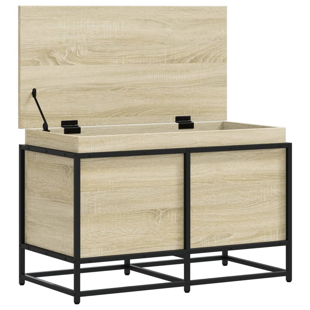 Opbergbox met deksel 80x40x51,5 cm bewerkt hout sonoma eiken - AllerleiShop